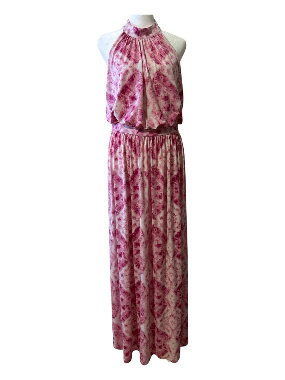 INC International Concepts Pink Halter Tie-Dye Maxi Dress